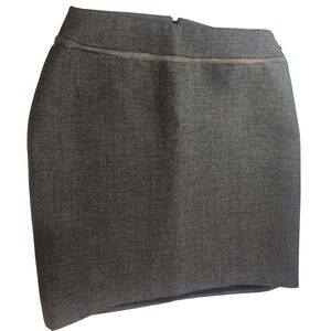 Chanel Women's Wool Silk Blend Pencil Skirt Gray Metallic Tweed Size US 14–16